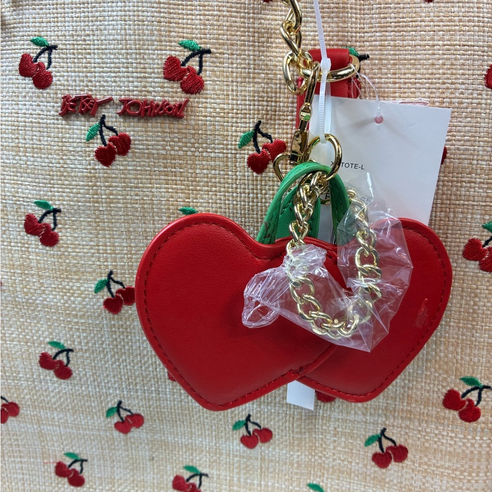 Betsey Johnson Raffia Cherries XOTOTE-L BM30065 Tote Bag - NWT w/ Bonus Charm - Picture 2 of 9